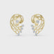 Abstract swirl diamond stud earrings in gold with round lab grown diamonds