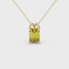 Emerald cut yellow gemstone solitaire pendant in yellow gold four prong setting