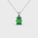 Emerald cut green gemstone solitaire pendant in gold with six prong setting
