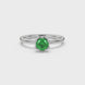Green cushion cut floral solitaire ring in rose gold with six prong flower setting