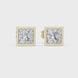 Princess cut solitaire diamond stud earrings in gold with bezel setting and lab grown diamonds by Signora Jewels