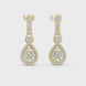 Vintage teardrop lab grown diamond drop earrings in gold with round and baguette diamonds by Signora Jewels