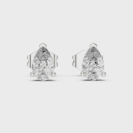 Pear cut solitaire diamond stud earrings in gold with lab grown diamonds