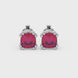 Red cushion cut floral crown stud earrings in rose gold multi-prong setting
