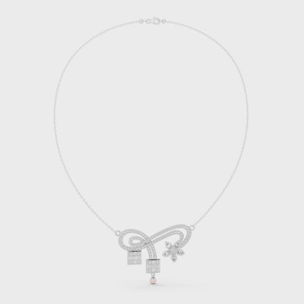 Infinity diamond necklace with floral drop pendant design
