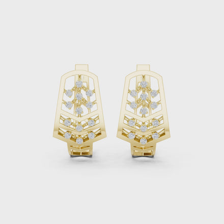 Diamond geometric floral earrings in gold by Signora Jewels