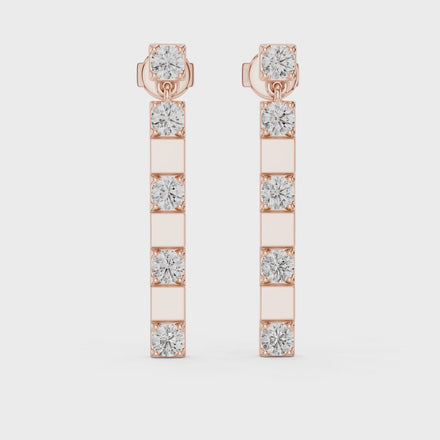 Gold diamond bar stud earrings for women