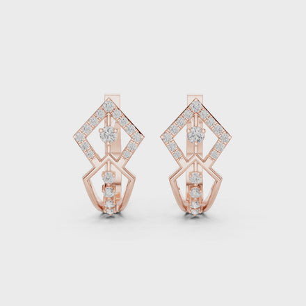Geometric diamond hoop earrings