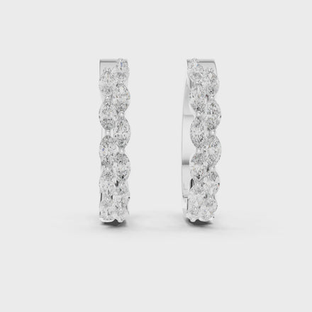 Gold marquise diamond hoop earrings for women