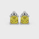 Asscher cut gemstone stud earrings in gold with four-prong basket setting and screw-back closure