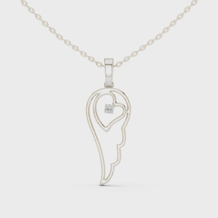 Angel wing diamond pendant in gold with lab grown diamond by Signora Jewels