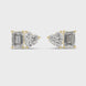 Heart and emerald cut diamond stud earrings in rose gold finish