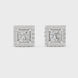 Princess cut halo diamond stud earrings in gold with lab grown diamonds by Signora Jewels