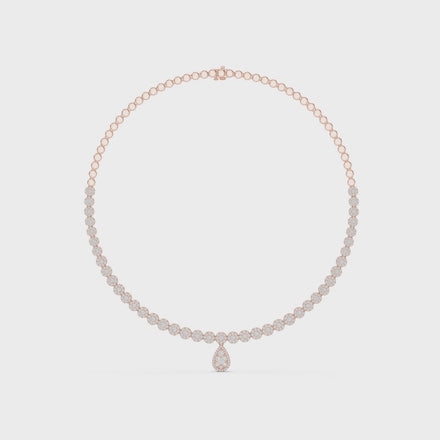 Luxury round diamond drop necklace with pear-shaped pendant and graduated diamond setting