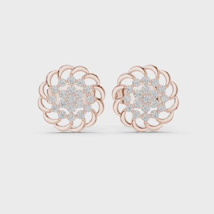 Diamond floral cluster stud earrings in gold by Signora Jewels