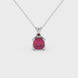 Red cushion cut solitaire pendant with tulip basket setting in rose gold