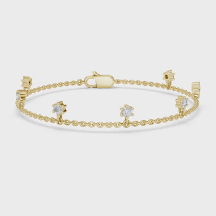 Minimal round diamond station chain bracelet in gold with lab grown diamonds by Signora Jewels