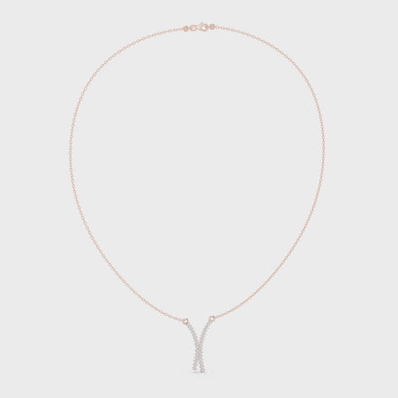 Diamond criss cross necklace with V shape pendant design