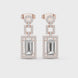 Baguette cut halo lab grown diamond drop earrings in gold by Signora Jewels