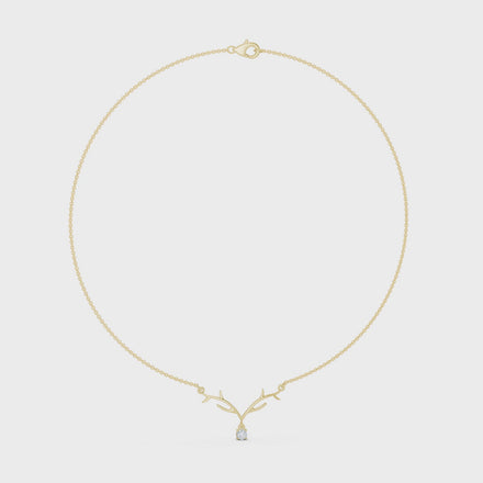 Round diamond antler necklace with nature inspired pendant design