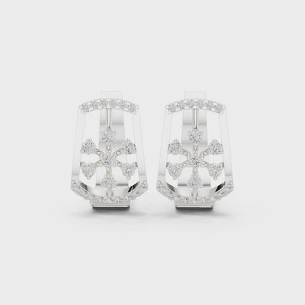 Floral diamond openwork earrings in gold with lab grown diamonds by Signora Jewels