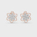 Floral diamond stud earrings in gold with round diamonds