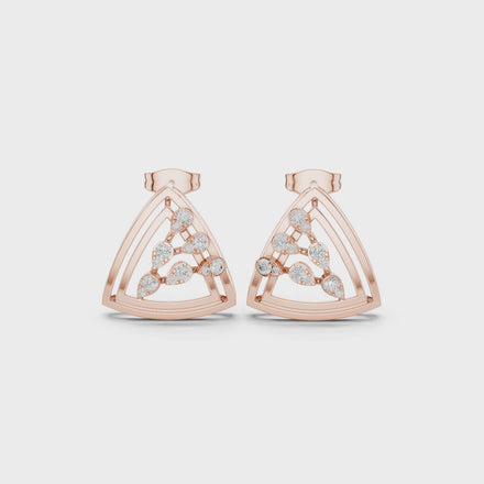 Geometric diamond openwork earrings in gold with lab grown diamonds by Signora Jewels