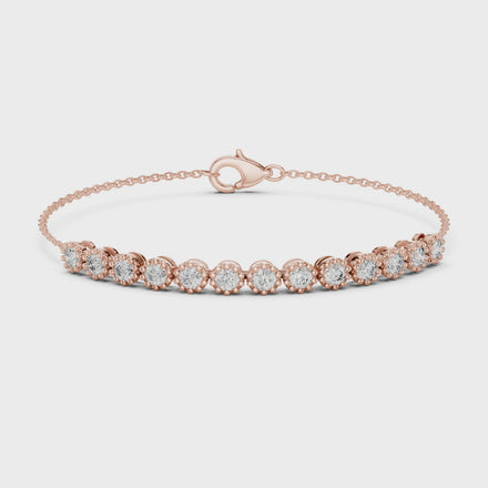 Minimal round lab grown diamond chain bracelet in yellow gold white gold and rose gold with elegant fine jewelry styling
