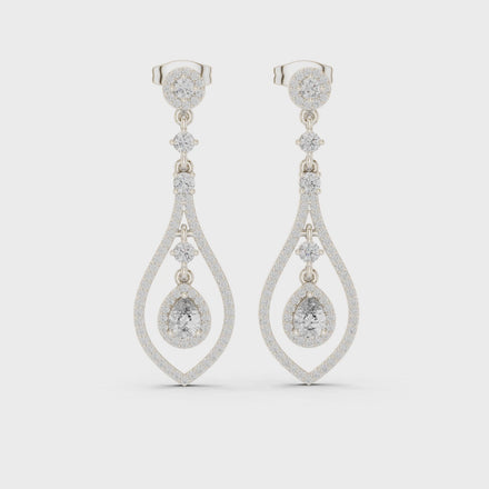 Pear halo lab grown diamond drop earrings in gold by Signora Jewels