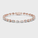 Multi shape lab grown diamond tennis bracelet with round heart oval pear and emerald cut diamonds in gold variations