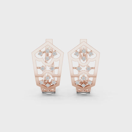 Diamond geometric floral openwork earrings in gold by Signora Jewels