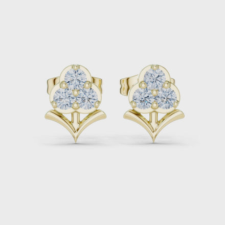 Diamond floral cluster stud earrings in gold by Signora Jewels