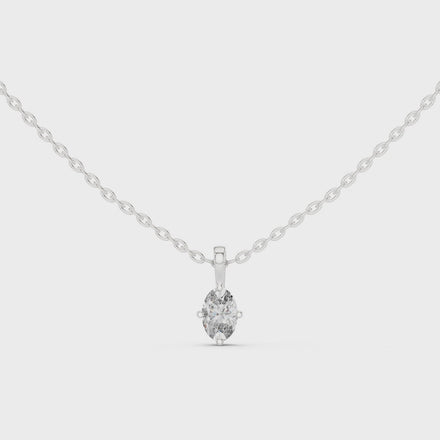 Minimal oval cut solitaire diamond pendant in gold with lab grown diamond by Signora Jewels