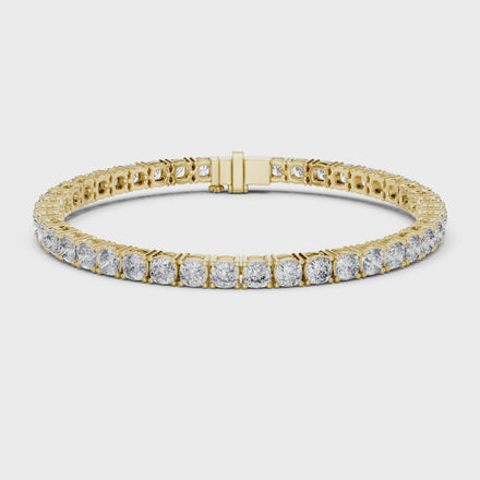 Cushion cut lab grown diamond tennis bracelet in yellow gold white gold and rose gold with luxury diamond setting