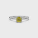 Yellow cushion cut solitaire ring with tulip basket setting in rose gold