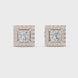 Princess cut halo diamond stud earrings in gold with lab grown diamonds by Signora Jewels