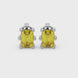 Emerald cut yellow gemstone solitaire stud earrings in gold with six prong setting