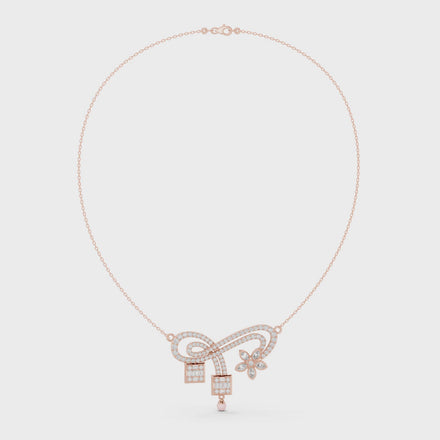 Infinity diamond necklace with floral drop pendant design