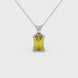 Emerald cut yellow gemstone solitaire pendant in rose gold four prong setting