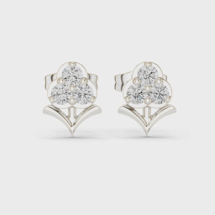 Diamond floral cluster stud earrings in gold by Signora Jewels