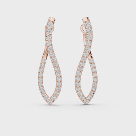 Twisted infinity lab grown diamond drop earrings in gold with modern open design by Signora Jewels