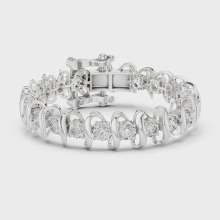 Bold link style lab grown diamond bracelet with large round cut diamonds in yellow white and rose gold
