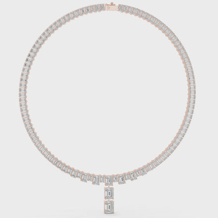 Emerald cut diamond drop necklace