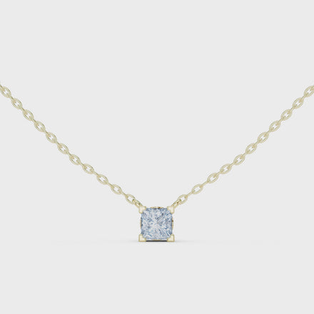 Minimal princess cut solitaire diamond pendant in gold with lab grown diamond by Signora Jewels