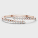 Graduated round lab grown diamond open cuff bracelet with flowing diamond design in yellow white and rose gold