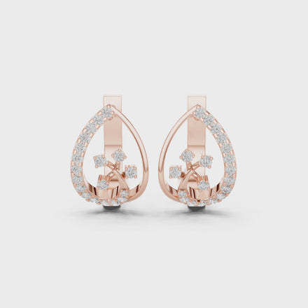 Diamond teardrop floral earrings in gold by Signora Jewels