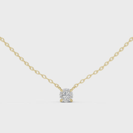 Minimal round cut solitaire diamond pendant in gold with lab grown diamond by Signora Jewels