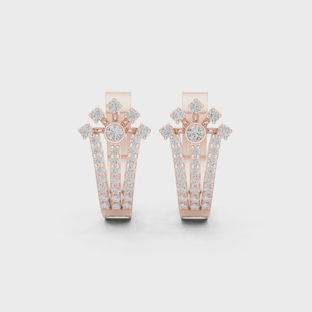 Floral diamond statement earrings in gold with lab grown diamonds by Signora Jewels