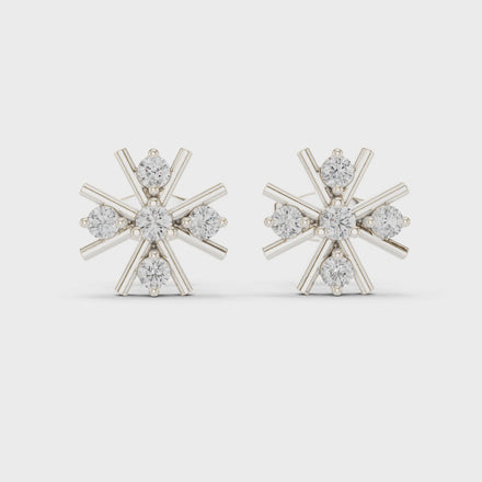 Diamond floral starburst stud earrings in gold by Signora Jewels