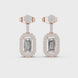 Oval halo lab grown diamond geometric drop earrings in gold by Signora Jewels